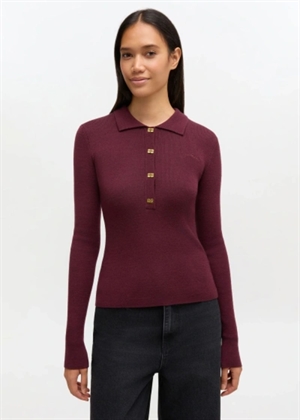 Mini ribbed merino polo Red Dahlia A1070125 Ganni 